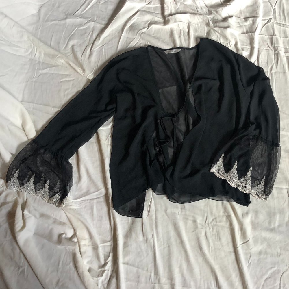 Boho coverup/vintage lingerie short jacket/robe